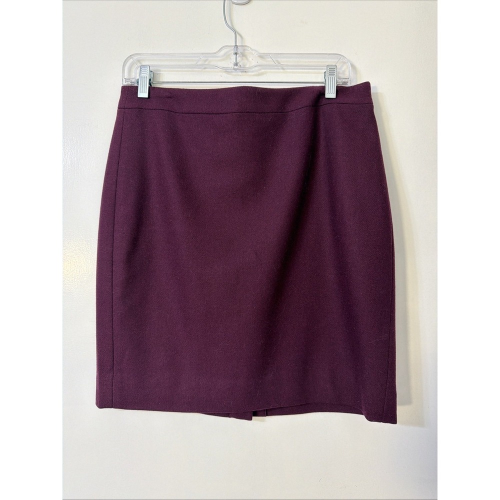 J CREW Skirt Womens 8P Purple Wool Blend Pencil Skirt Career Preppy Lined